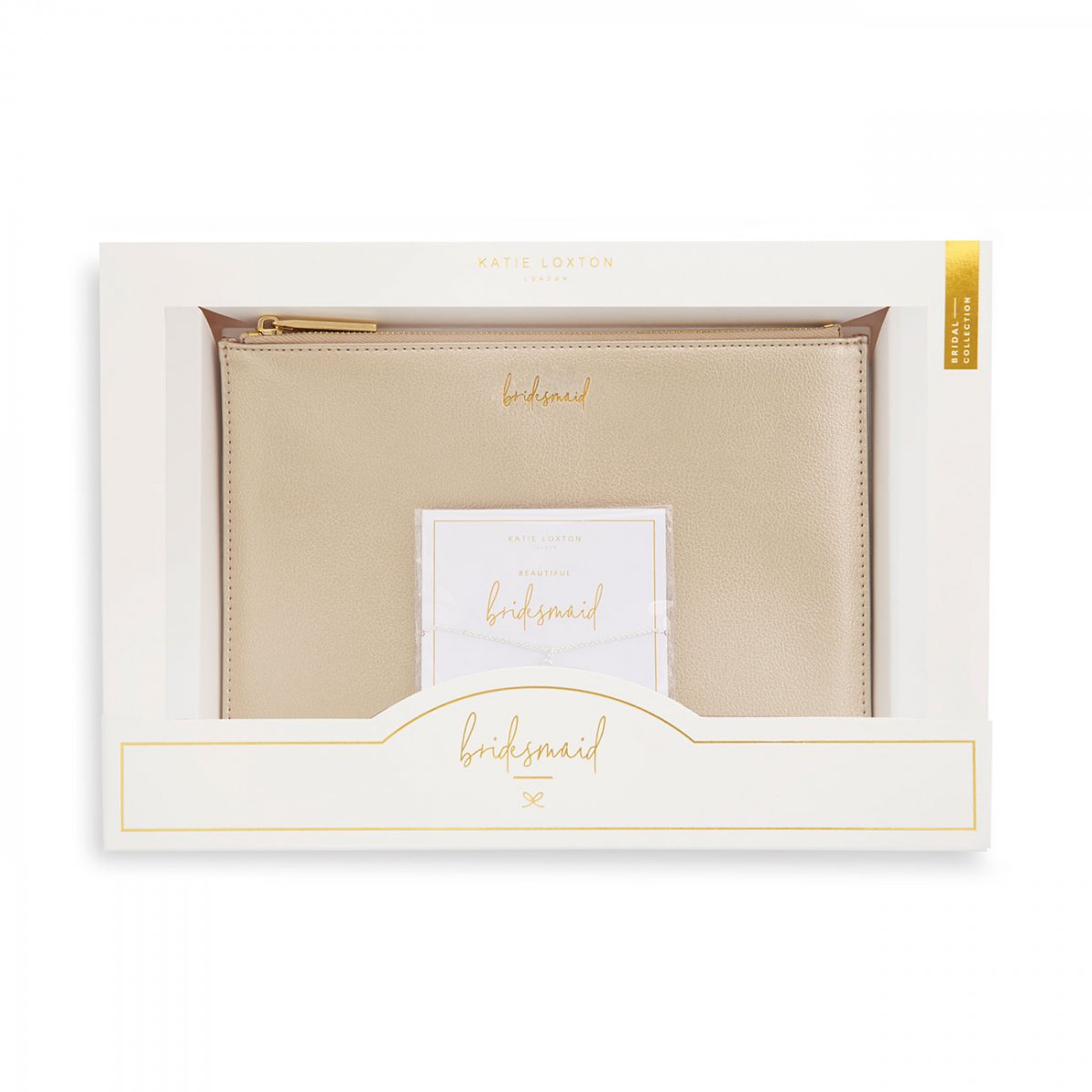 Katie Loxton Pouch & Bracelet Gift Set Bridesmaid Metallic Gold