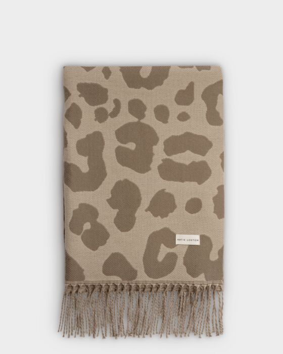 Katie Loxton Printed Blanket Scarf Large Leopard Taupe/Mocha