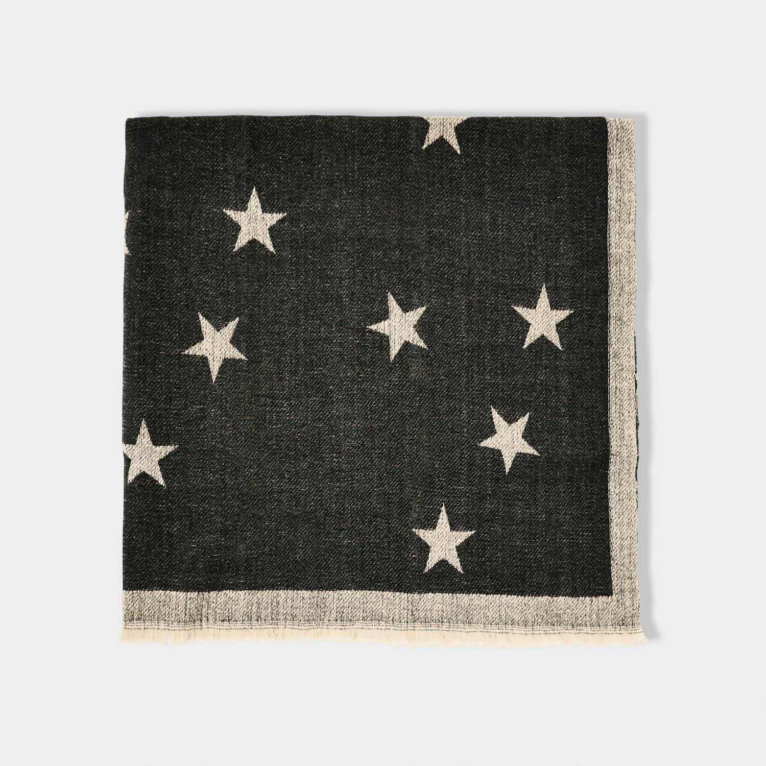 Katie Loxton Printed Blanket Scarf Star Black/Soft Tan