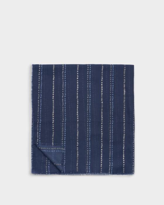 Katie Loxton Printed Foil Scarf Dotted Stripe Navy/White/Silver Foil