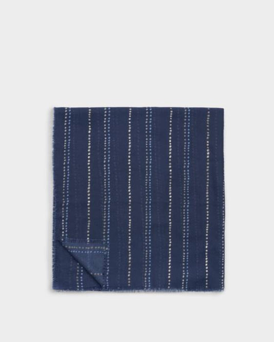 Katie Loxton Printed Foil Scarf Dotted Stripe Navy/White/Silver Foil