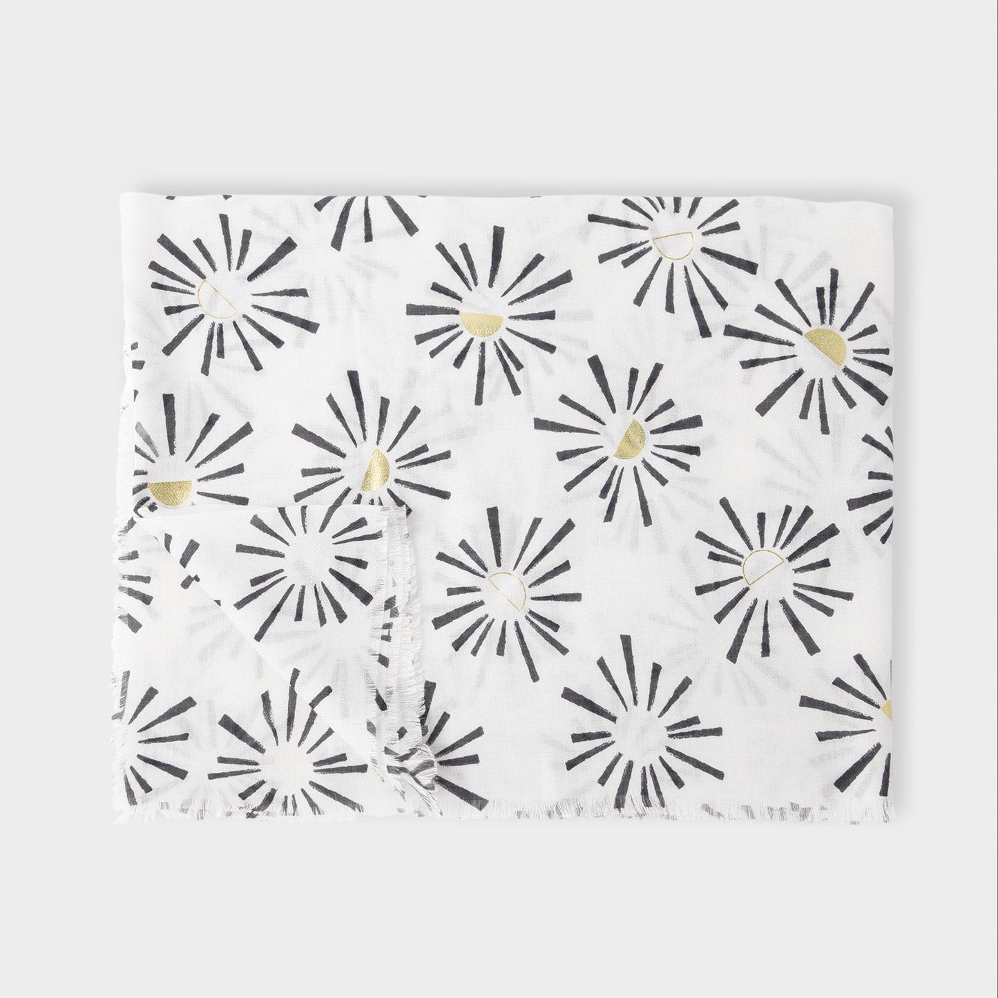 Katie Loxton Printed Foil Scarf Sunburst White Black Gold Foil