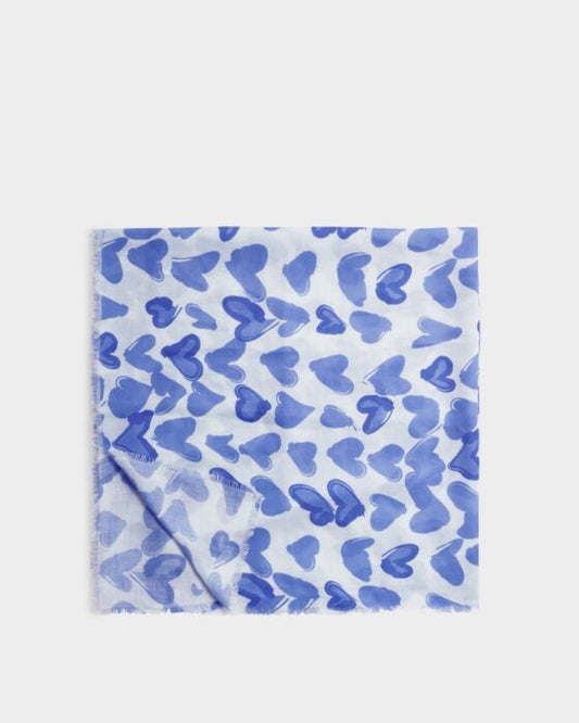 Katie Loxton Printed Scarf Abstract Heart White/Blue