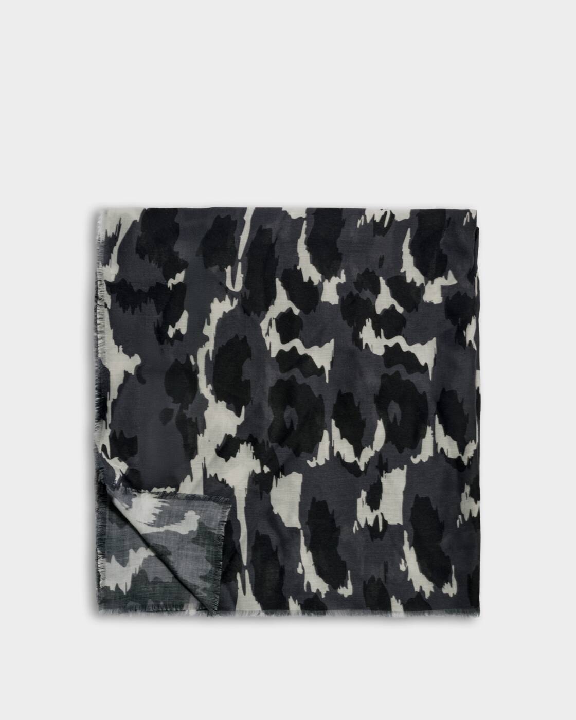 Katie Loxton Printed Scarf Brush Stroke Leopard Grey Black White