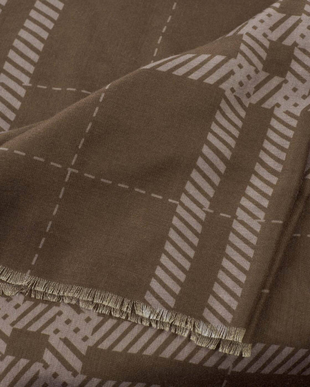 Katie Loxton Printed Scarf Check Dark Brown Taupe