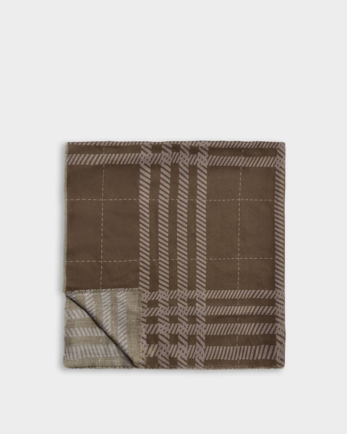 Katie Loxton Printed Scarf Check Dark Brown Taupe