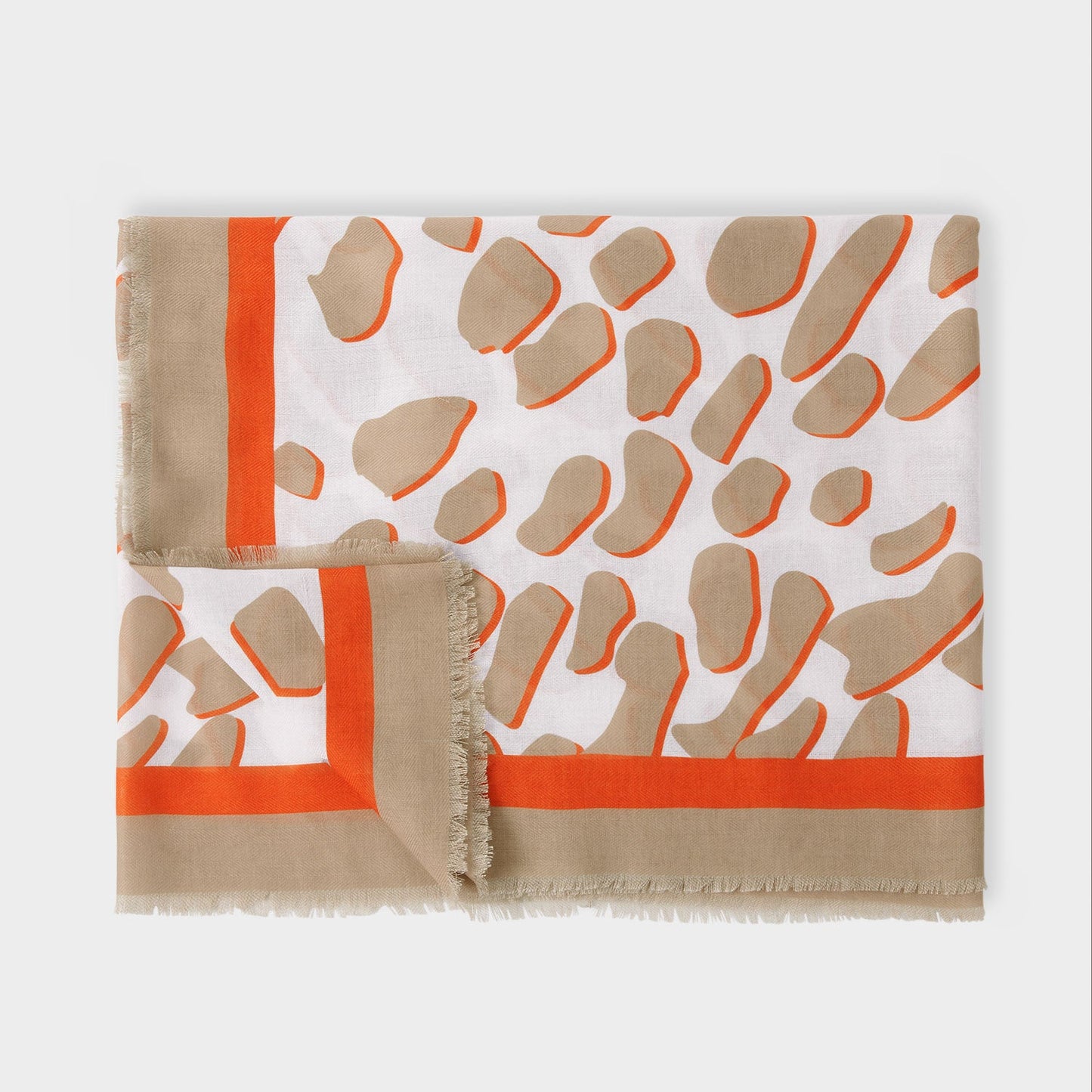 Katie Loxton Printed Scarf Dalmatian Ecru Orange Light Taupe