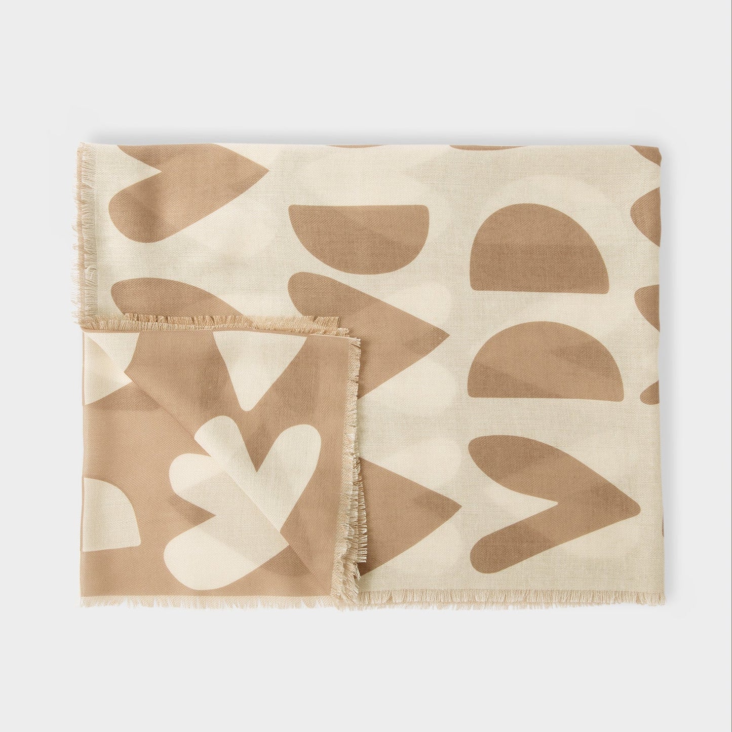 Katie Loxton Printed Scarf Large Heart Taupe Ecru