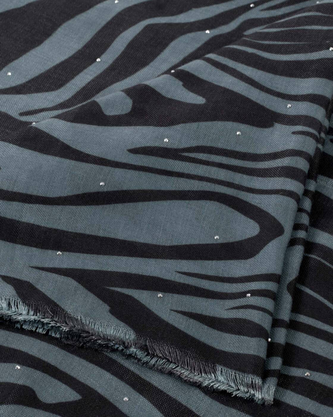 Katie Loxton Printed Studded Scarf Zebra Stripe Navy Black Silver Studs
