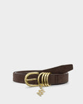 Katie Loxton Belt With Gold Rings Chocolate Suedette M/L