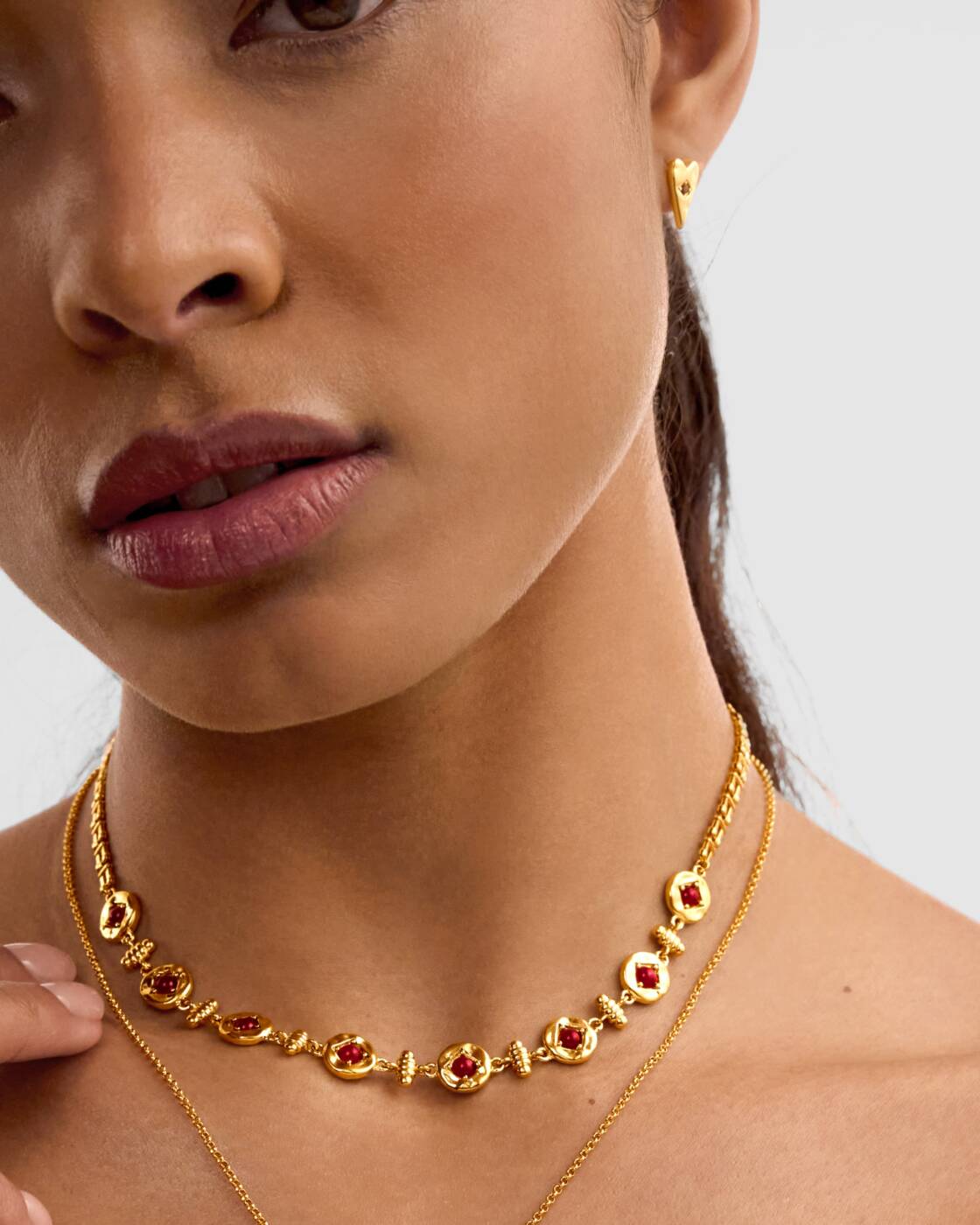 Katie Loxton Rouge Noir Heart Necklace Gold Coated