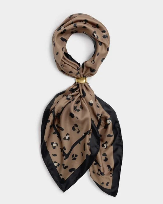 Katie Loxton Satin Multiway Scarf Classic Leopard Mocha/Black