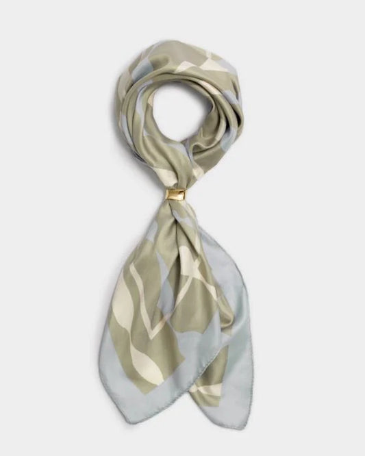 Katie Loxton Satin Multiway Scarf Ripple Stripes Sage/Pastel Blue