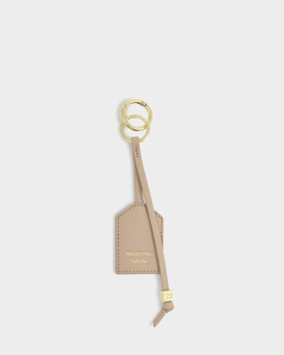 Katie Loxton Sentiment Keyring Amazing Mum Light Taupe