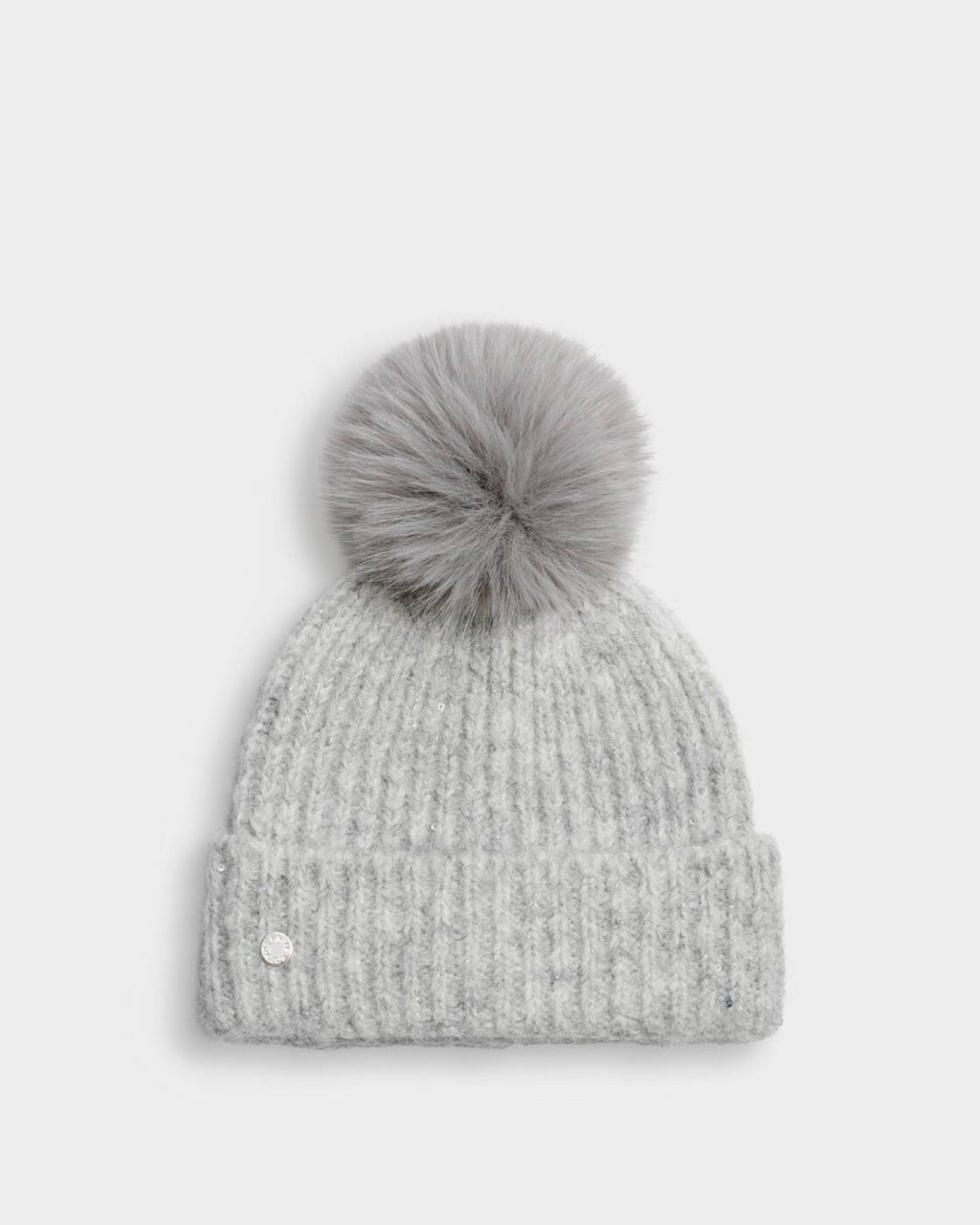 Katie Loxton Sequin Soft Knit Hat Light Grey