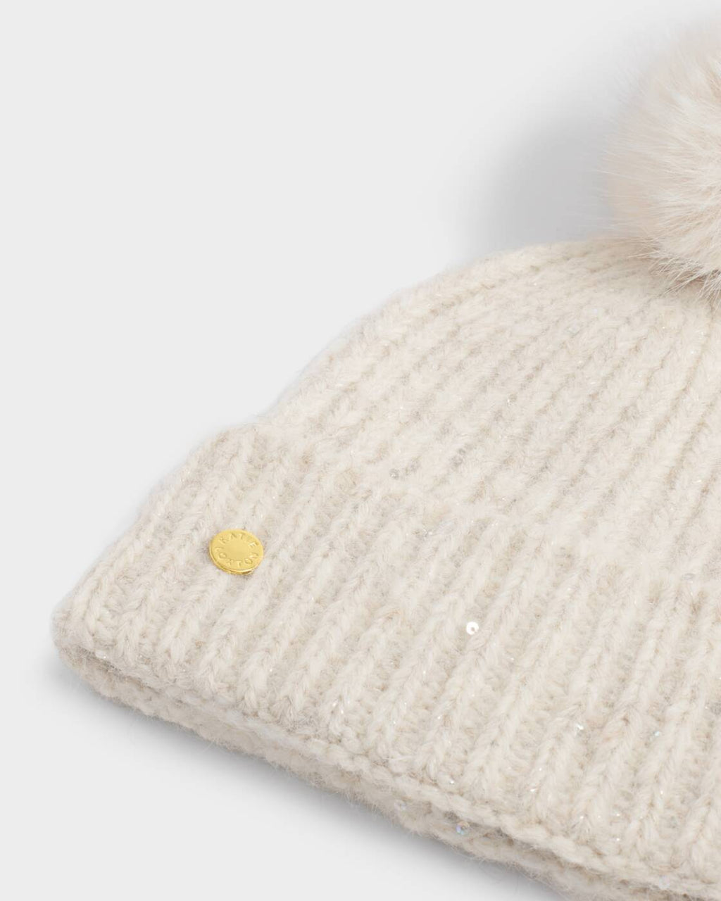 Katie Loxton Sequin Soft Knit Hat Creme