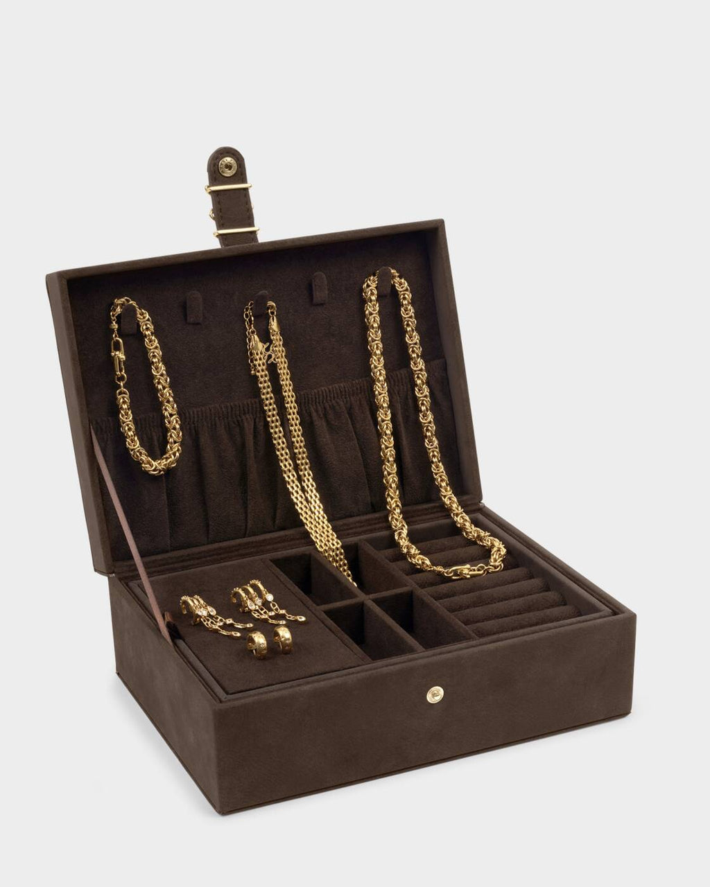 Katie Loxton Large Signature Jewellery Box Chocolate Suedette