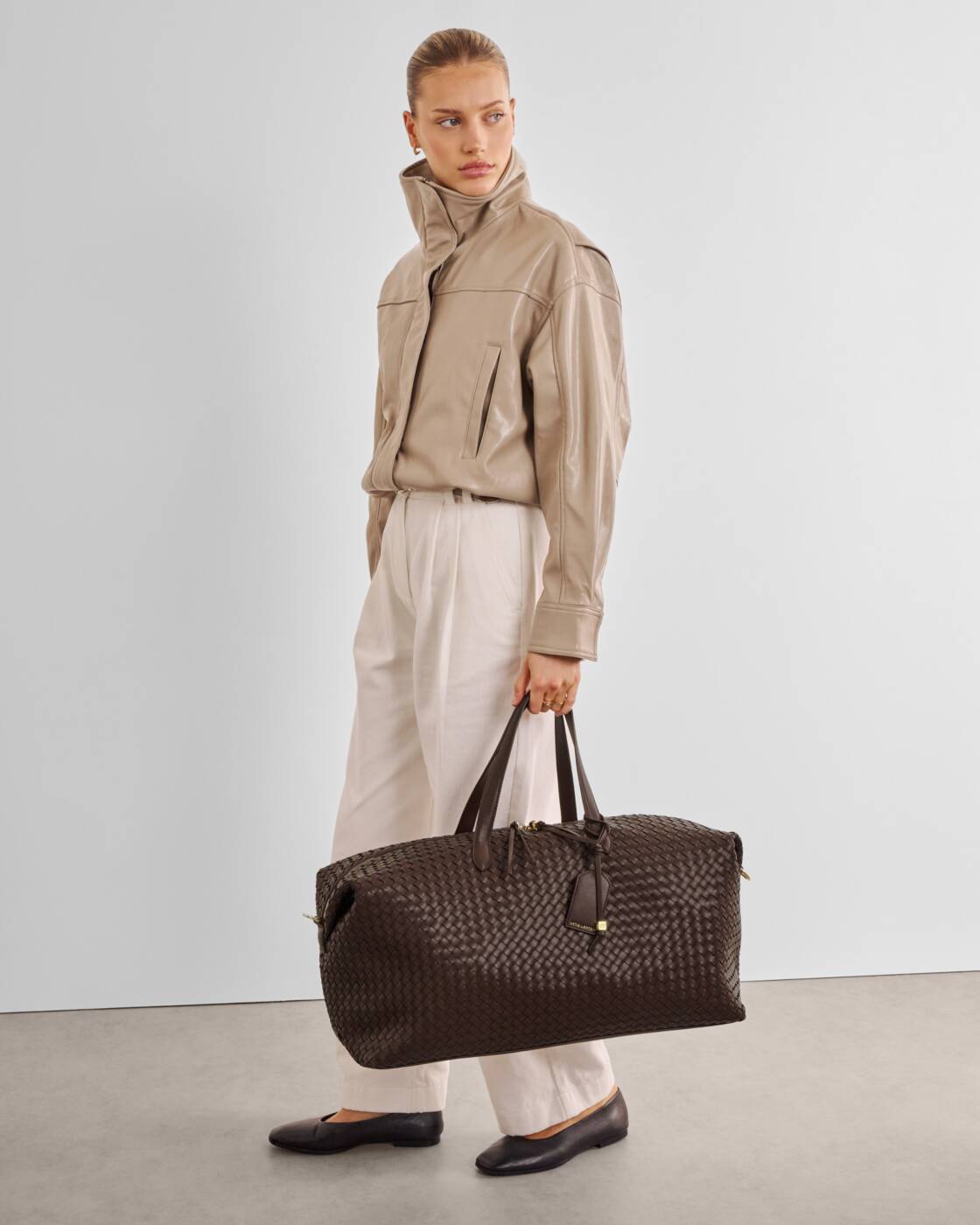 Katie Loxton Soho Hand Woven Weekend Bag Chocolate