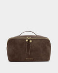 Katie Loxton Soho Large Make Up/Wash Bag Chocolate Suedette