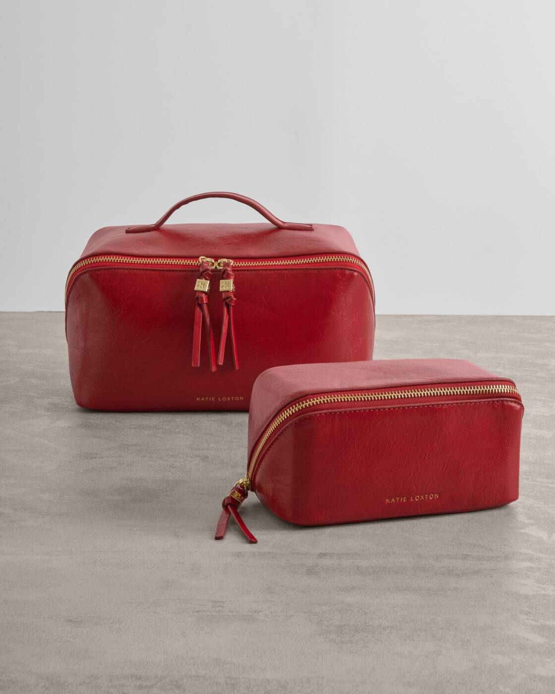 Katie Loxton Soho Large Make Up Wash Bag Crimson Patent Crackle
