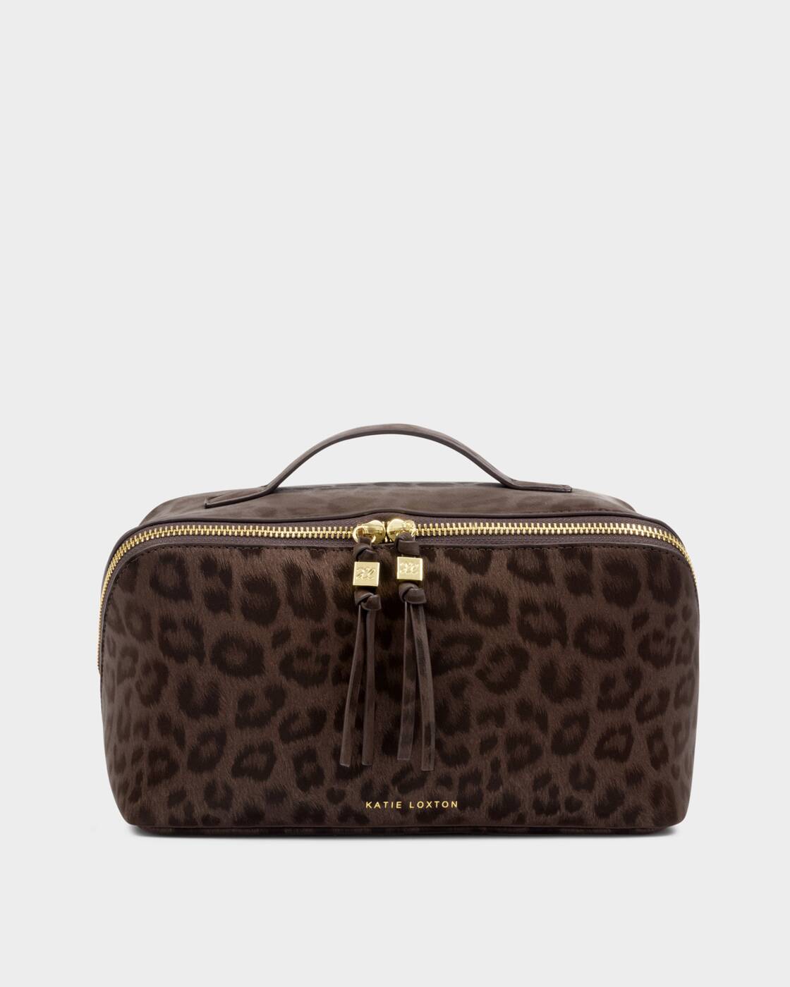 Katie Loxton Soho Large Make Up Wash Bag Chocolate Leopard