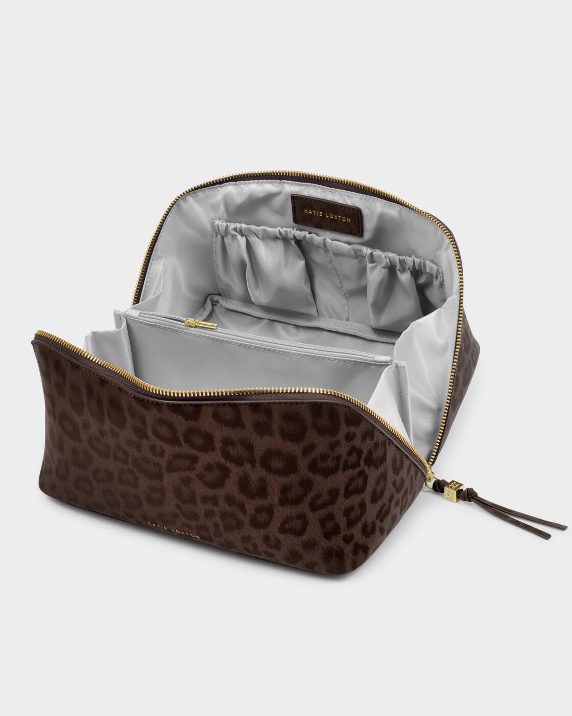 Katie Loxton Soho Large Make Up Wash Bag Chocolate Leopard