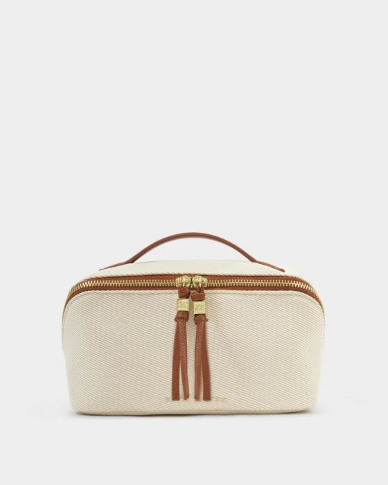 Katie Loxton Soho Medium Make Up/Wash Bag Canvas/Cognac