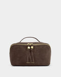 Katie Loxton Soho Medium Make Up/Wash Bag Chocolate Suedette