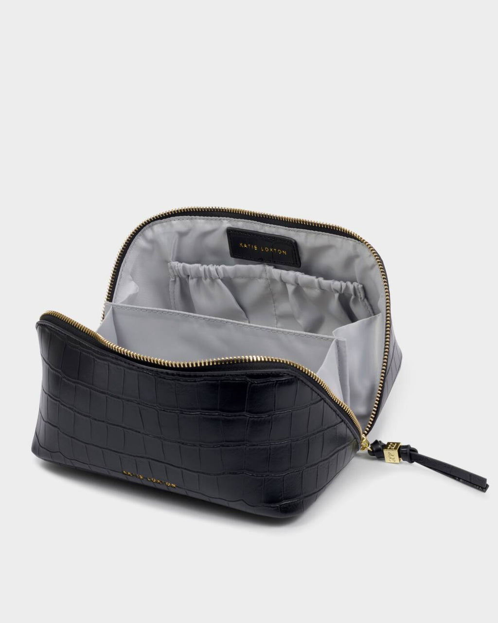 Katie Loxton Soho Medium Make Up Wash Bag Black Croc