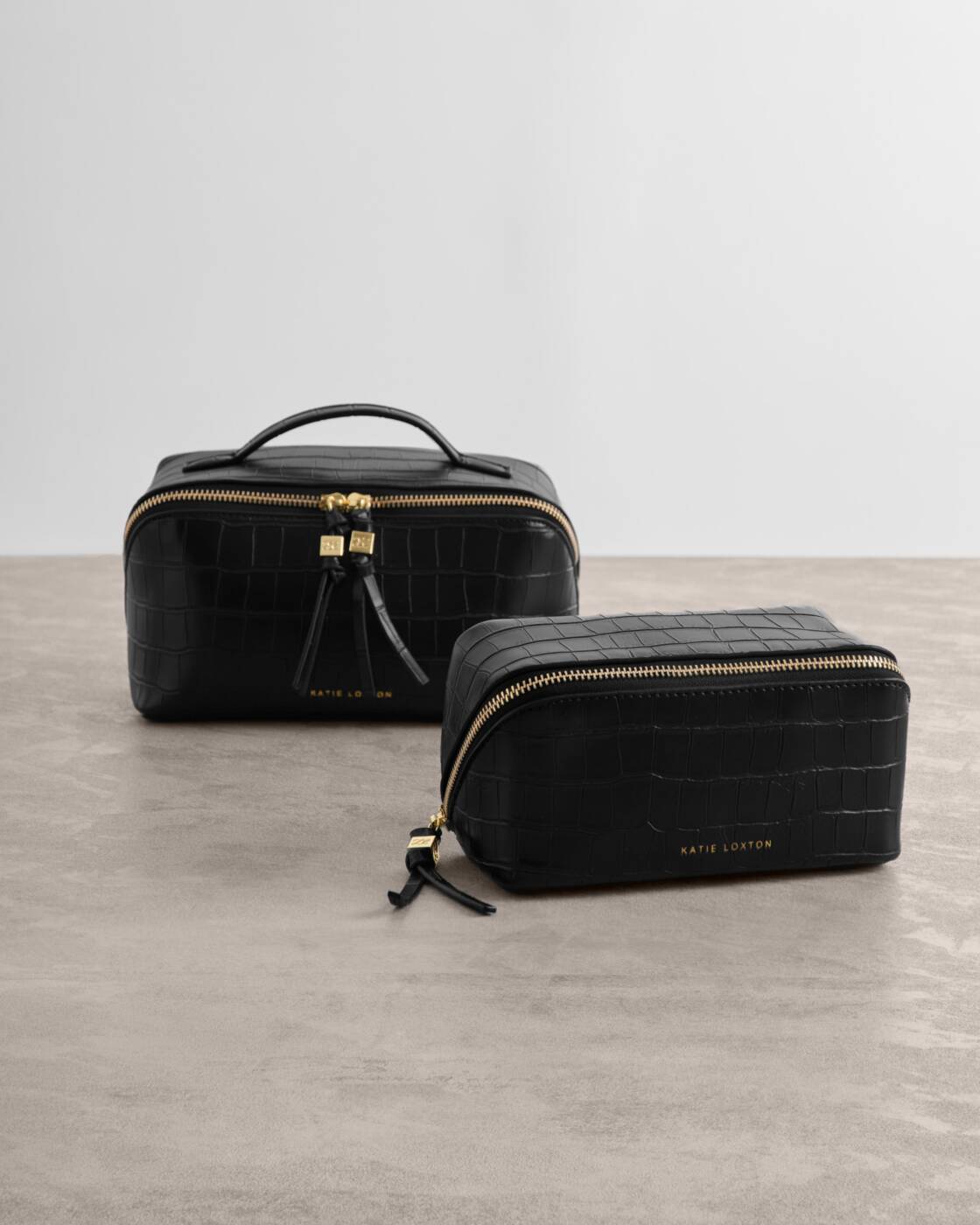 Katie Loxton Soho Medium Make Up Wash Bag Black Croc