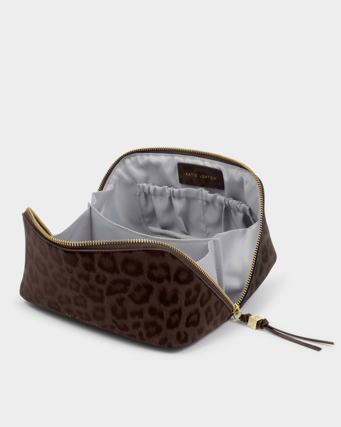 Katie Loxton Soho Medium Make Up Wash Bag Chocolate Leopard