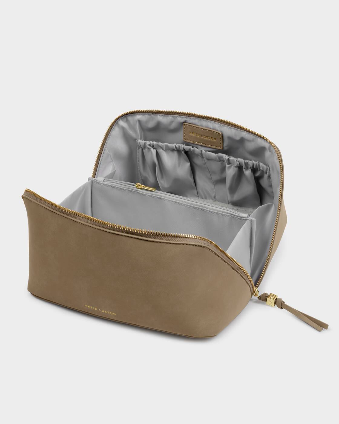 Katie Loxton Soho Large Make Up Wash Bag Taupe Suedette