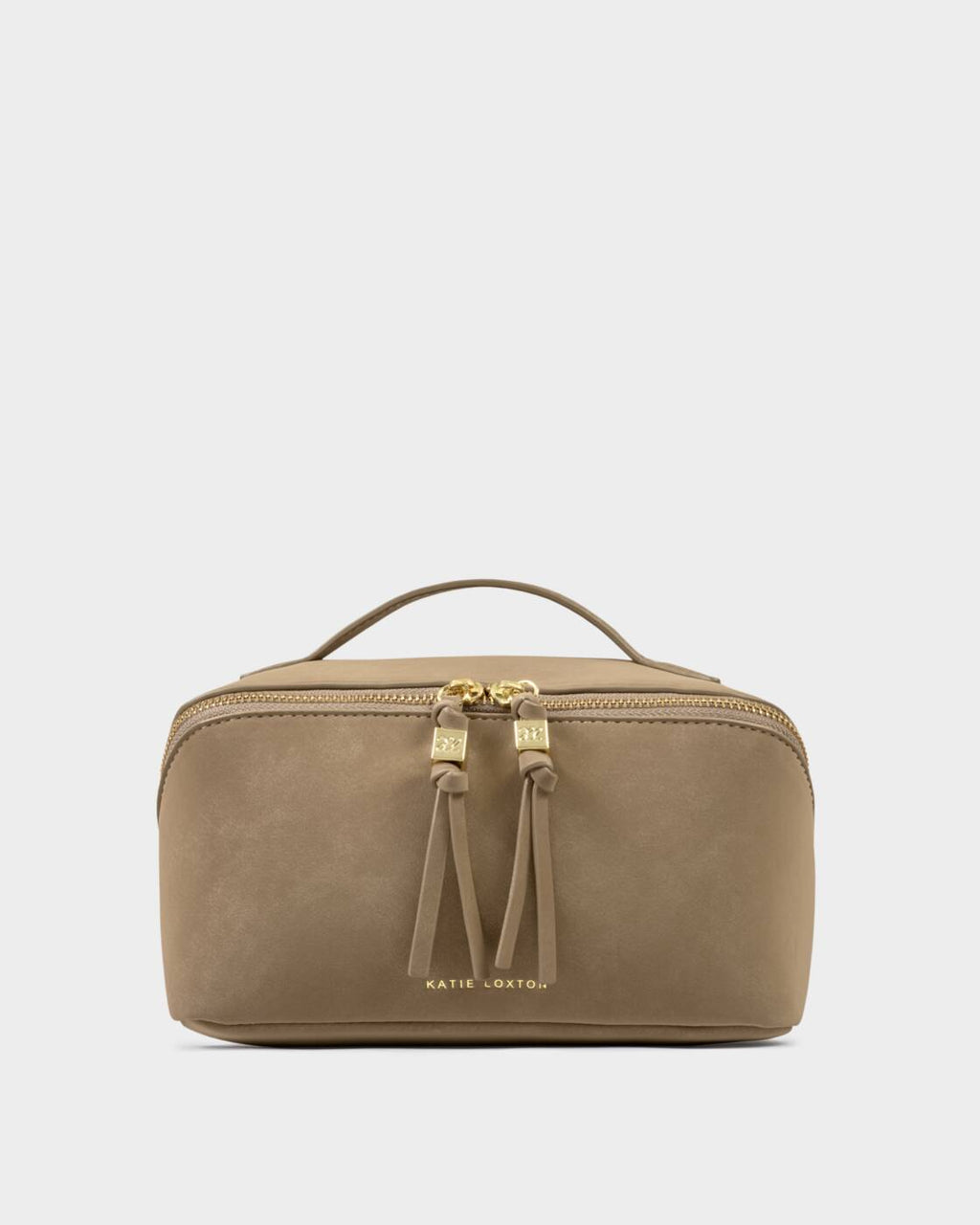 Katie Loxton Soho Medium Make Up Wash Bag Taupe Suedette