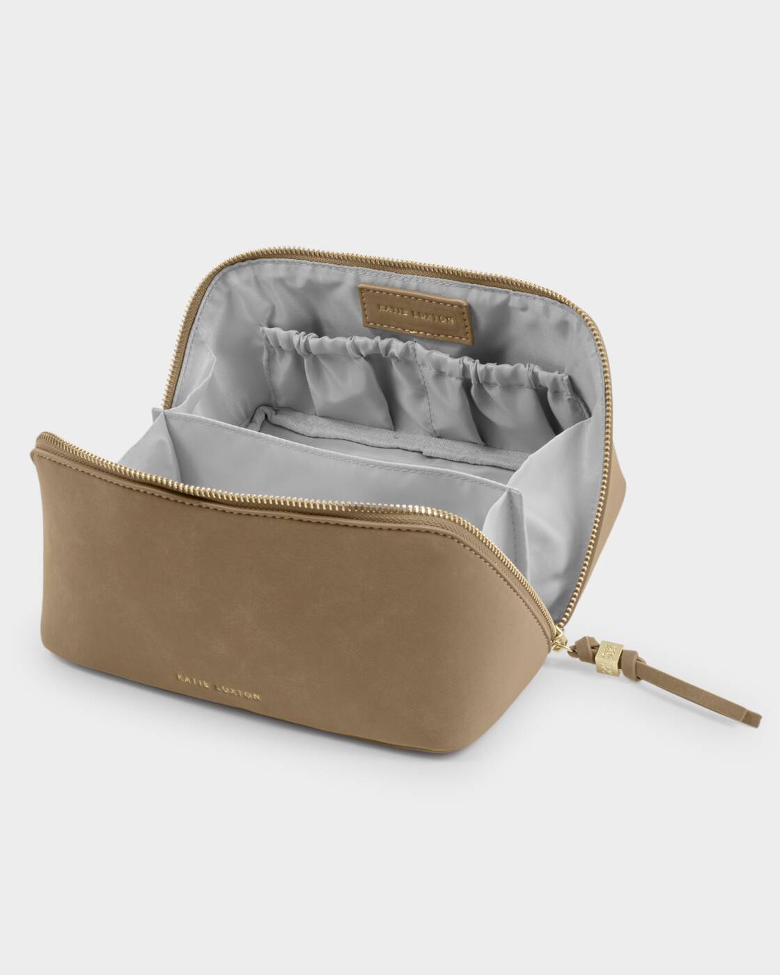 Katie Loxton Soho Medium Make Up Wash Bag Taupe Suedette