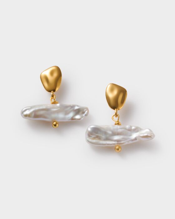 Katie Loxton Sol Pearl Bar Earrings Gold Coated