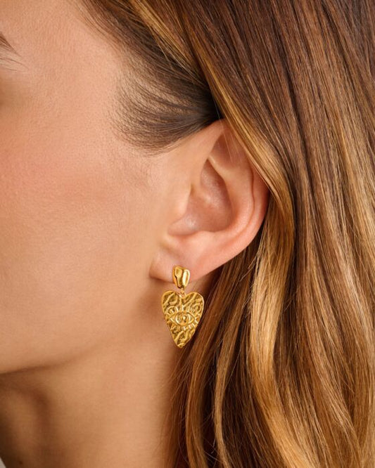 Katie Loxton Solesi Heart Earrings Gold Coated