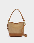 Katie Loxton Sorrento Bucket Bag Natural Raffia/Cognac