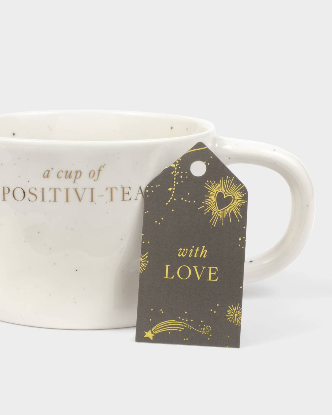 Katie Loxton Speckled Sentiment Mug With Tag A Cup Of Positivi-Tea
