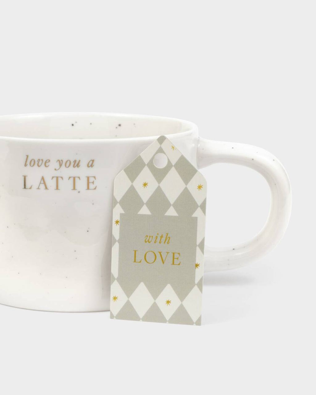 Katie Loxton Speckled Sentiment Mug With Tag Love You A Latte