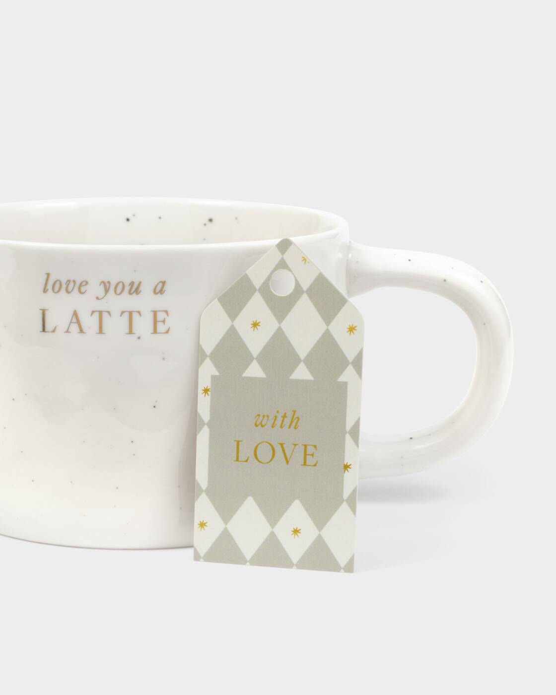Katie Loxton Speckled Sentiment Mug With Tag Love You A Latte