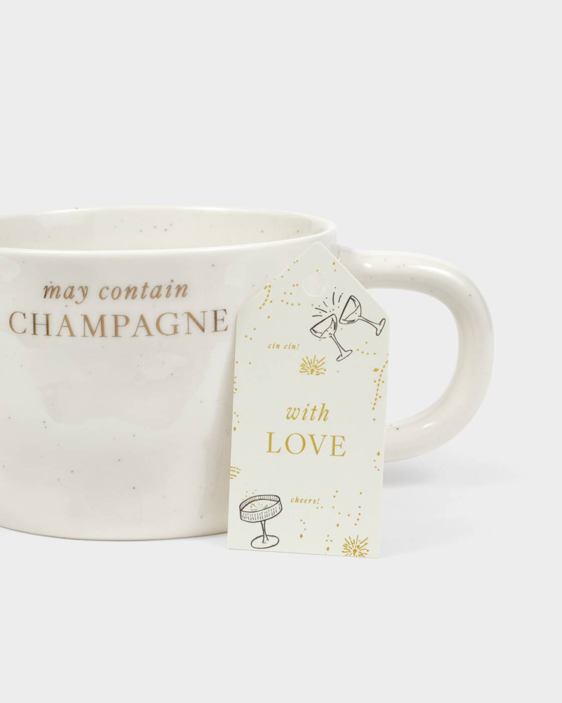 Katie Loxton Speckled Sentiment Mug With Tag May Contain Champagne