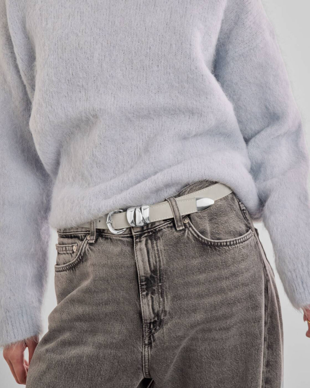 Katie Loxton Belt With Organic Loops Light Grey Suedette M/L