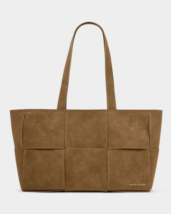 Katie Loxton Taya Woven Suedette Tote Bag Caramel Suedette