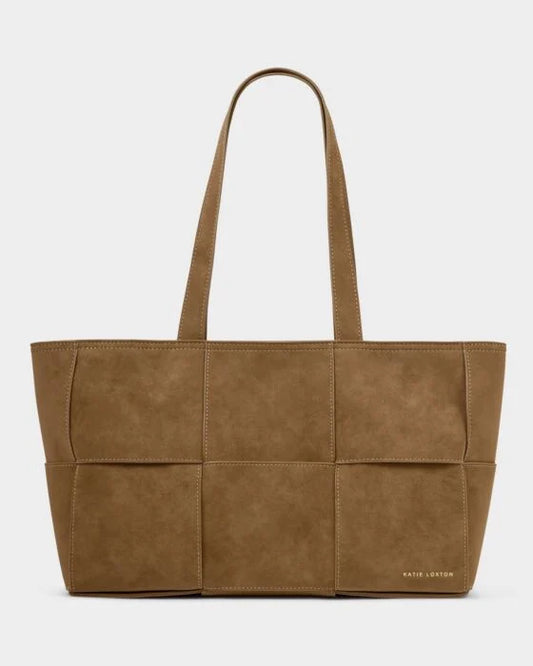 Katie Loxton Taya Woven Suedette Tote Bag Caramel Suedette