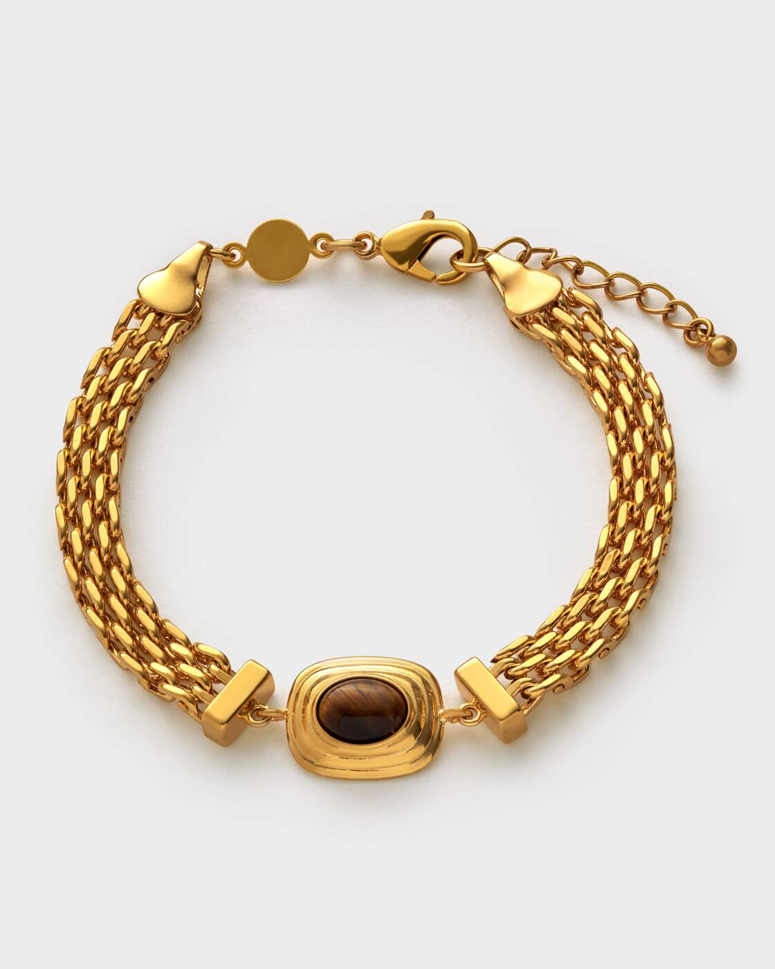 Katie Loxton Tiger's Eye Button Bracelet Gold Coated