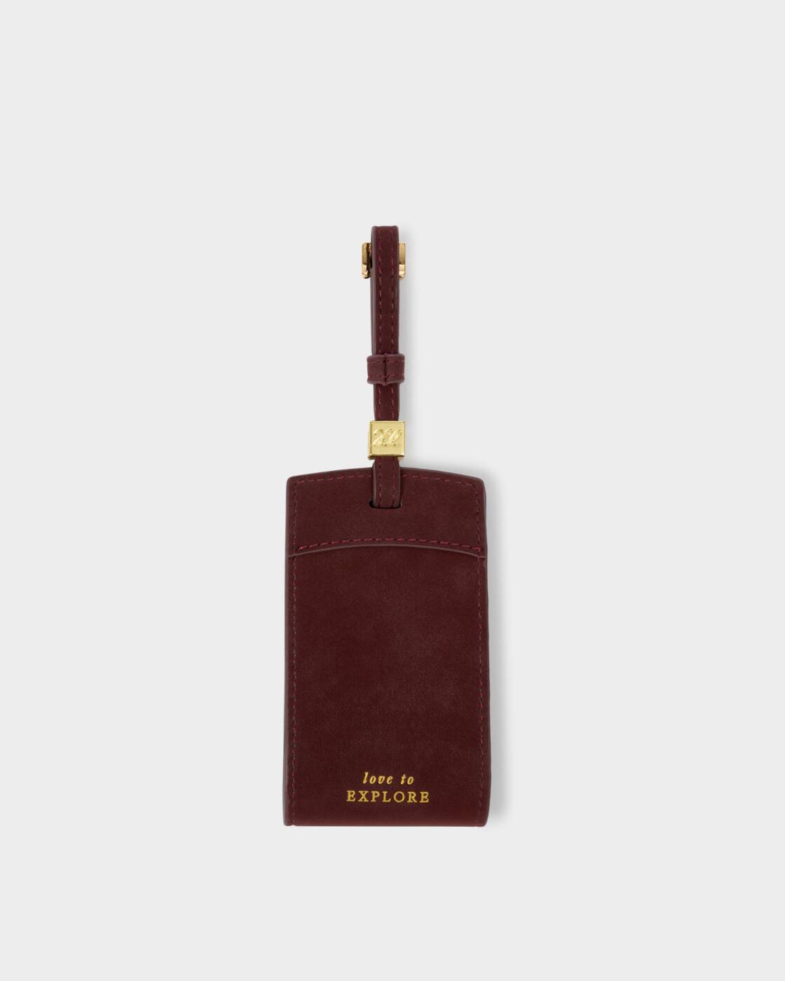 Katie Loxton Travel Luggage Tag Love To Explore Cherry Suedette