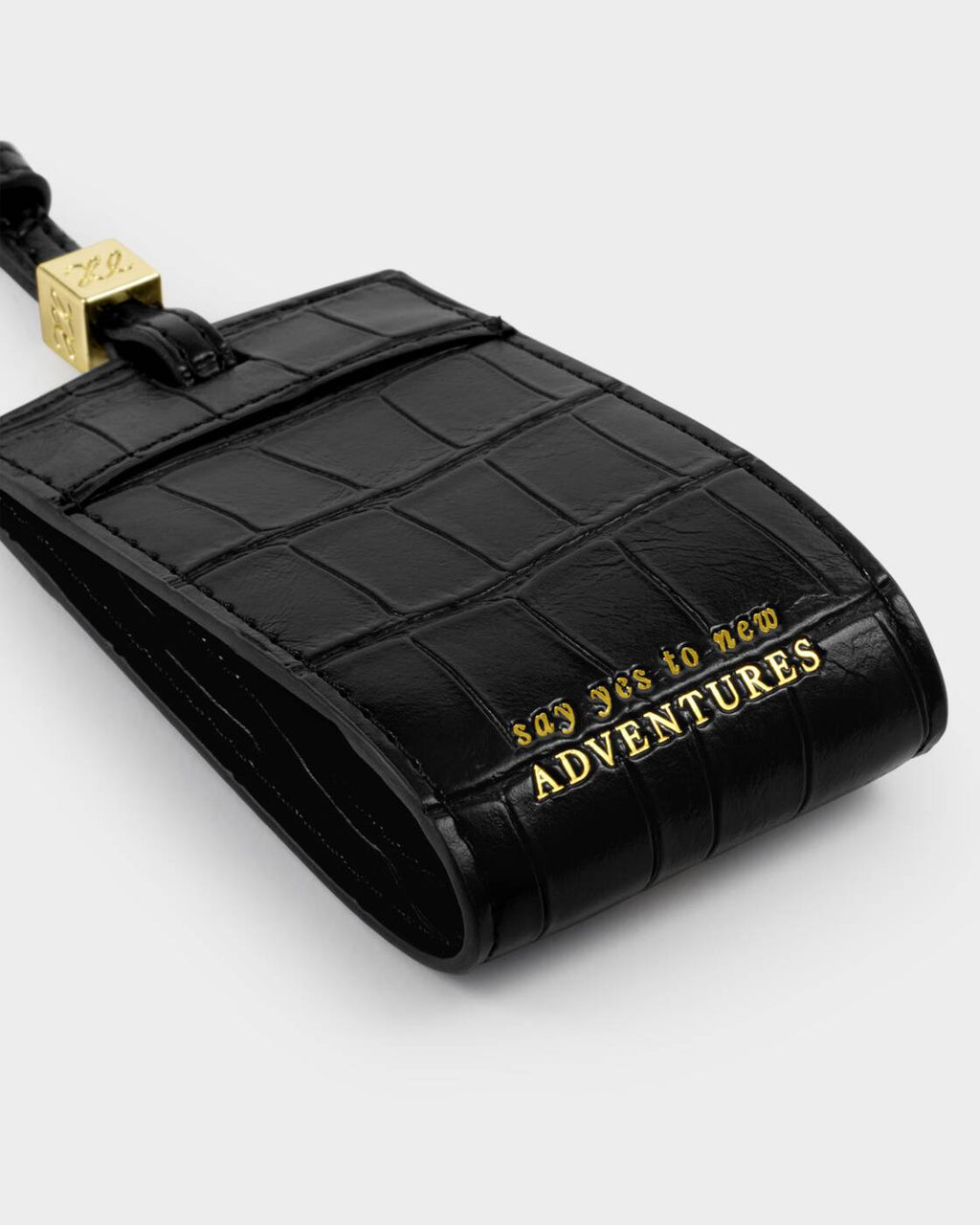 Katie Loxton Travel Luggage Tag Say Yes To Adventures Black Croc