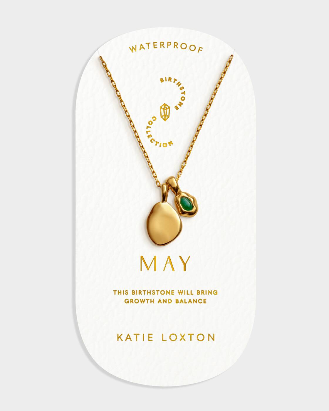 Katie Loxton Birthstone Necklace May Green Agate