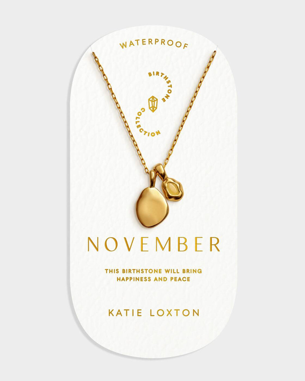 Katie Loxton Birthstone Necklace November Yellow Quartz
