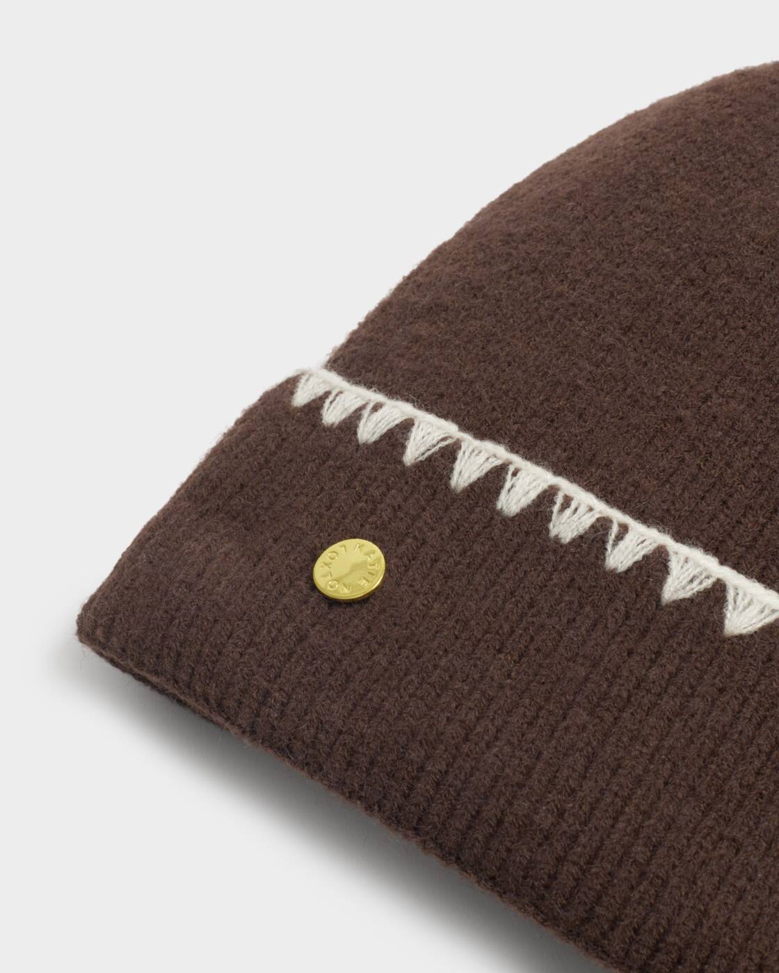 Katie Loxton Whipstitch Pom Pom Knitted Hat Chocolate